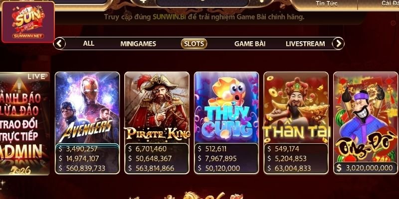 Một số trò chơi nổ hũ tại Sunwin hấp dẫn đáng chọn