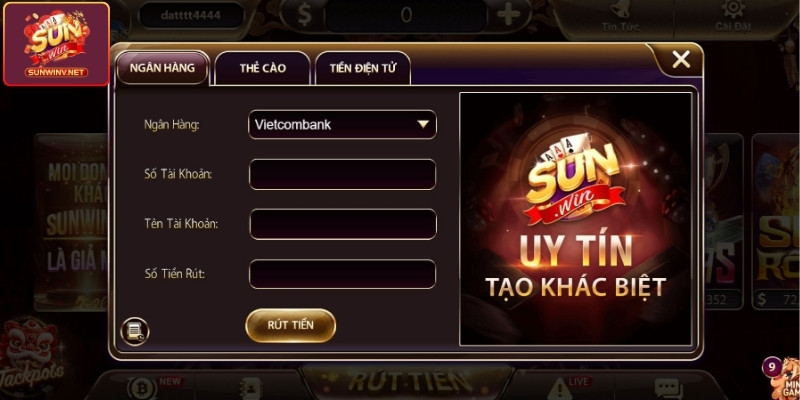 Rút tiền Sunwin qua Ngân hàng